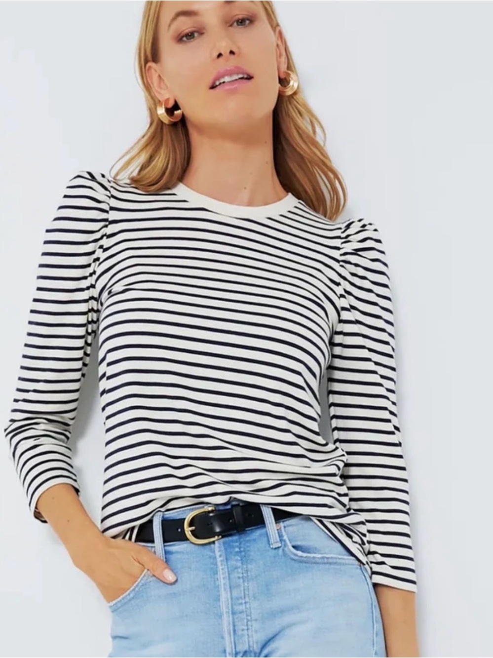 Tuckernuck Pomander Place Navy Striped Vesty Long Sleeve Crewneck XS